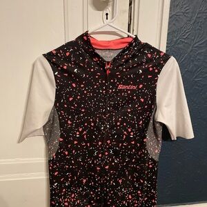 Santini Men's Black and Pink Cycling Jersey